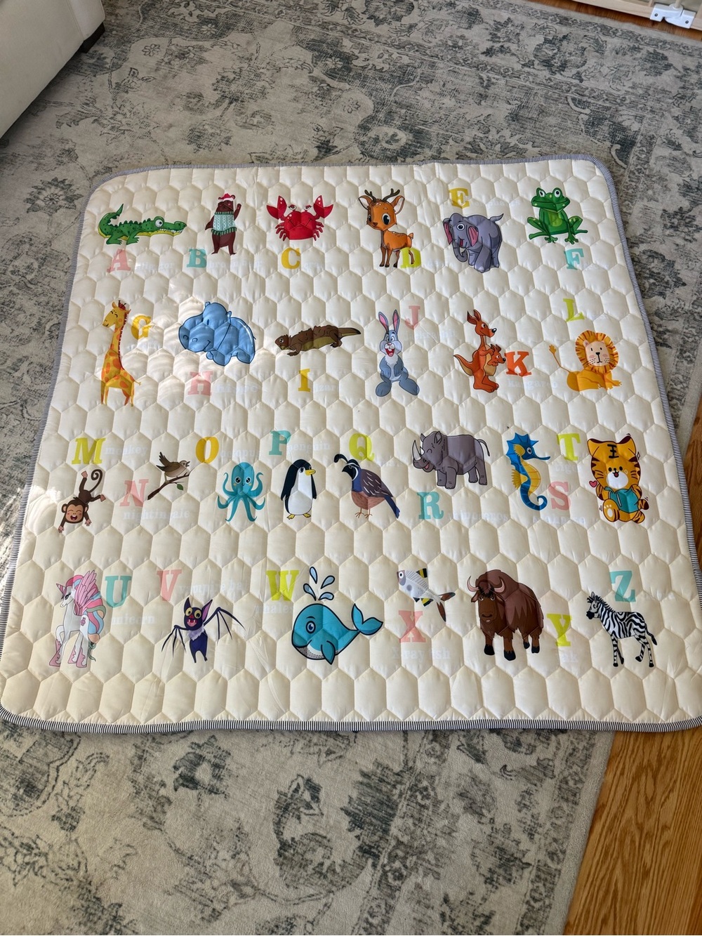 Alphabet Animal Quilted Baby/Toddler Play Mat
